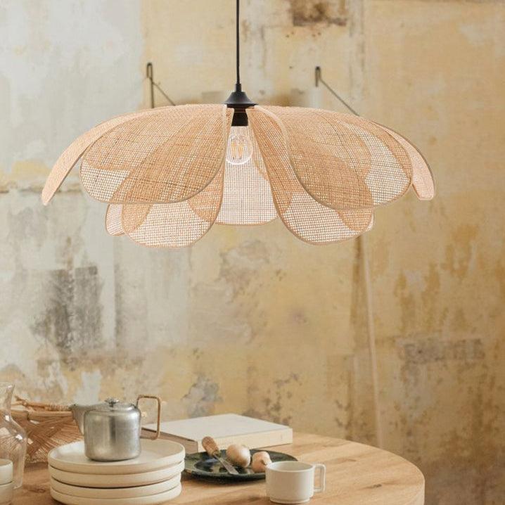 Handmade Rattan Ceiling Light With Petal Design