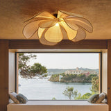 Handmade Rattan Ceiling Light With Petal Design