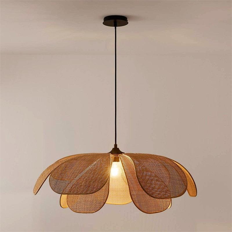 Handmade Rattan Ceiling Light With Petal Design