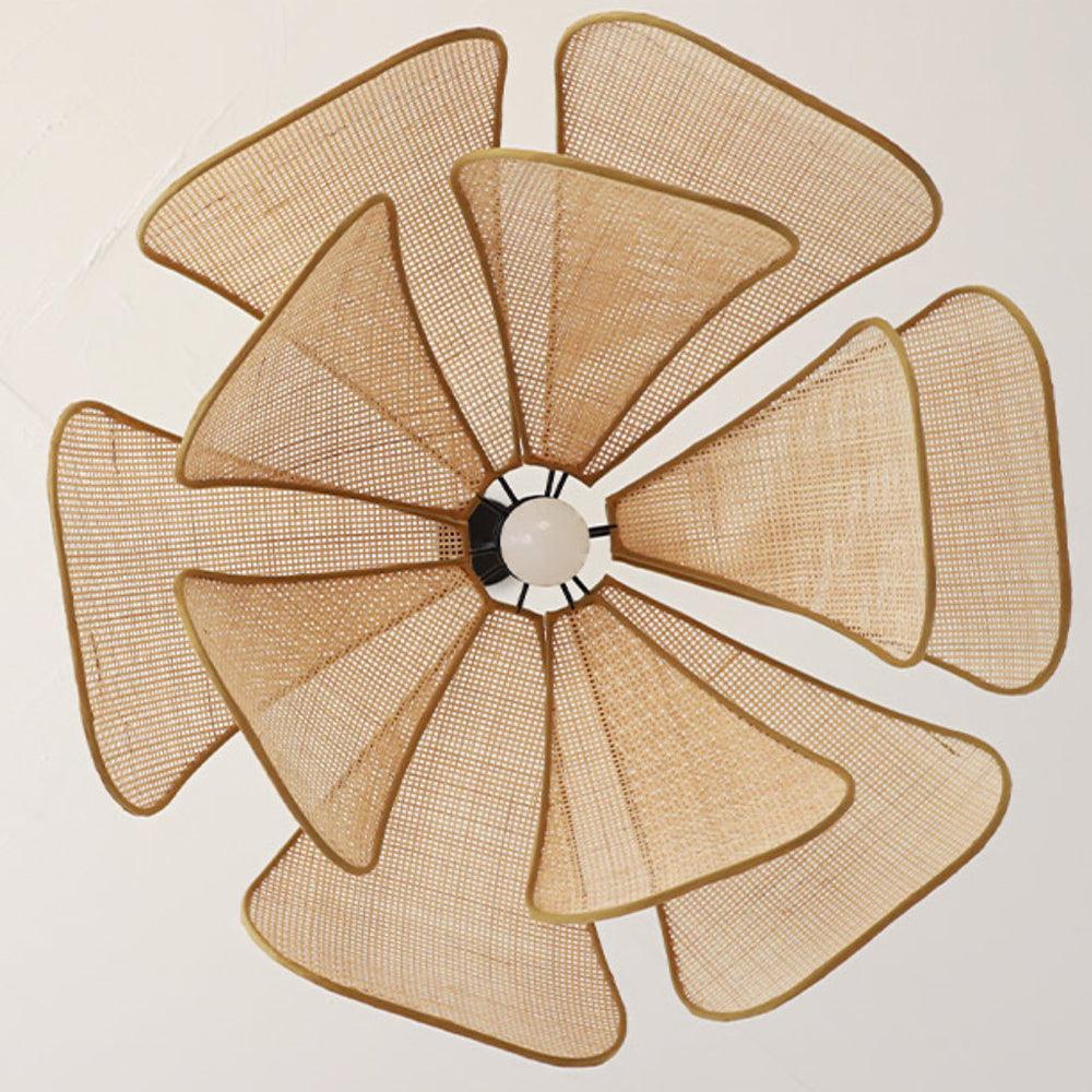 Handmade Rattan Ceiling Light With Petal Design