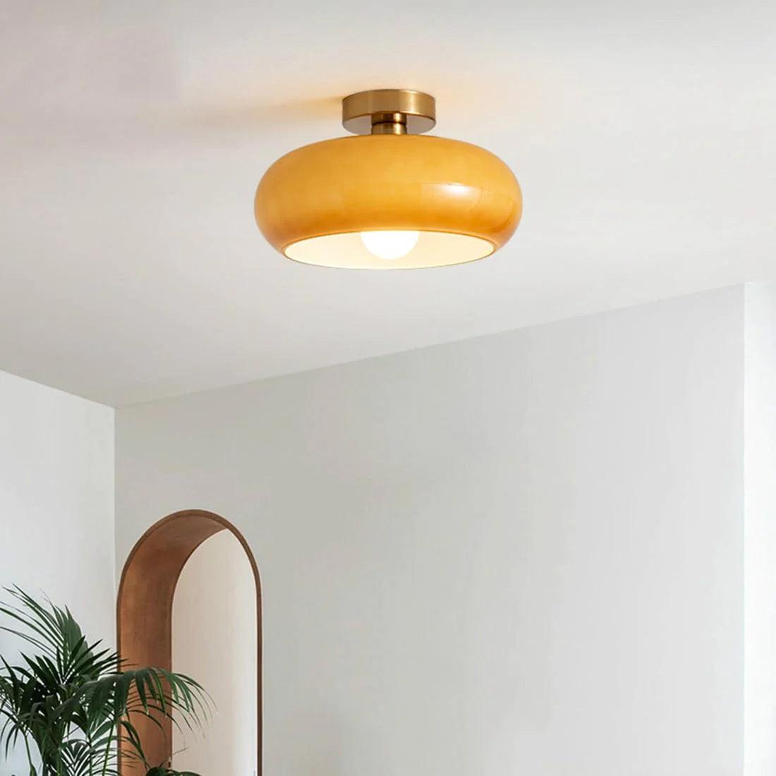Vintage Persimmon Glass Pendant Light for Corridor
