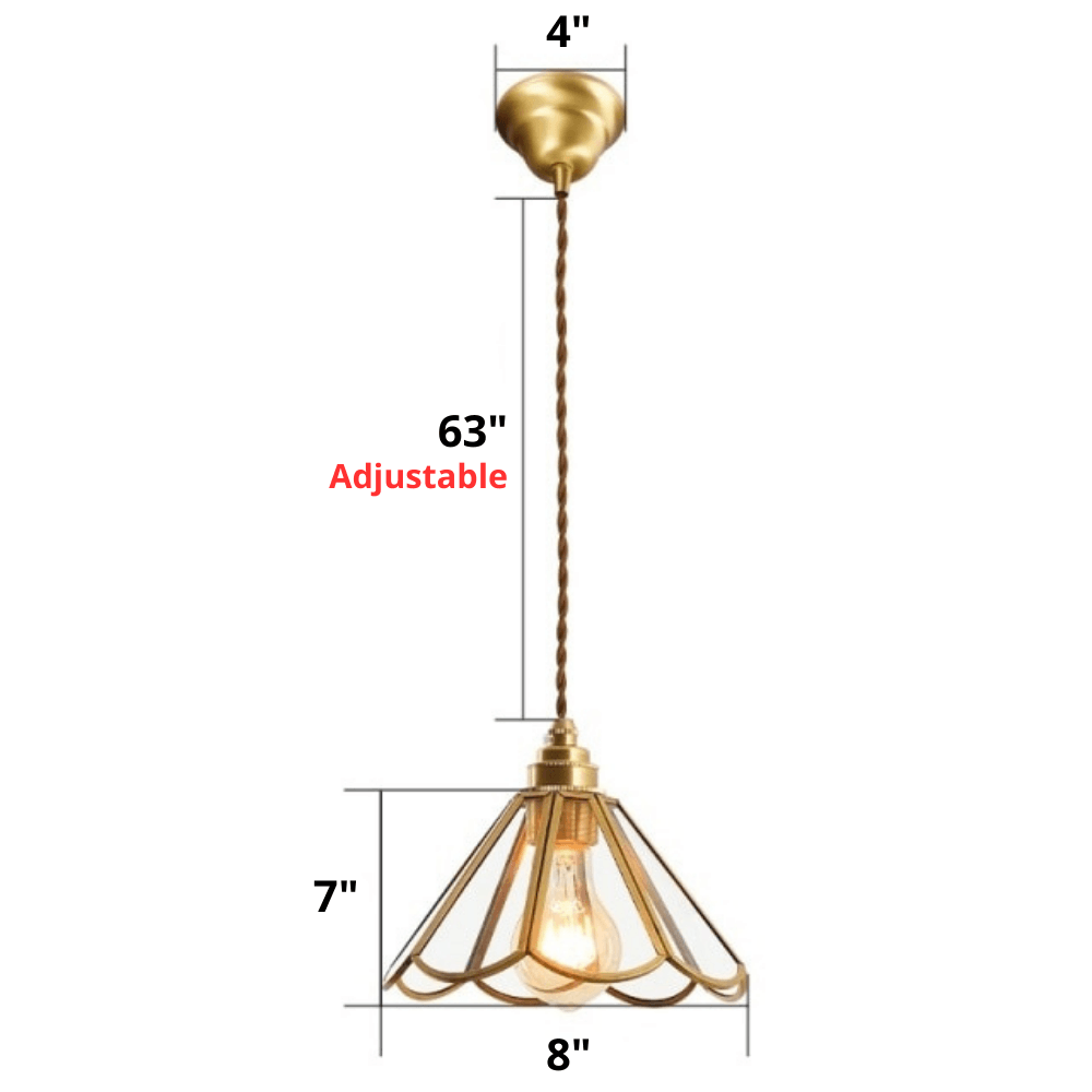 Colored Glass and Antique Brass Pendant Light