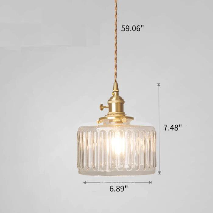 Vintage Green Brass and Glass Pendant Light