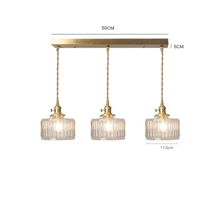 Vintage Green Brass and Glass Pendant Light