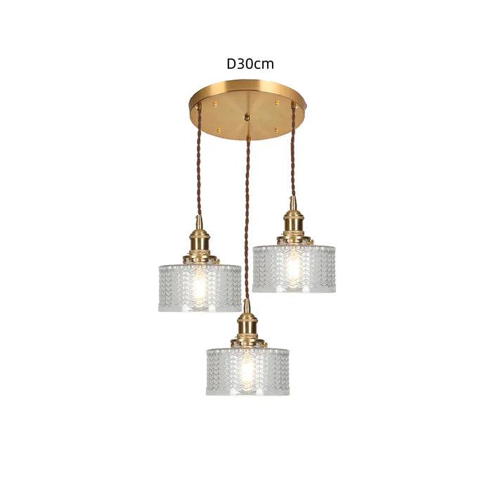 Vintage Green Brass and Glass Pendant Light