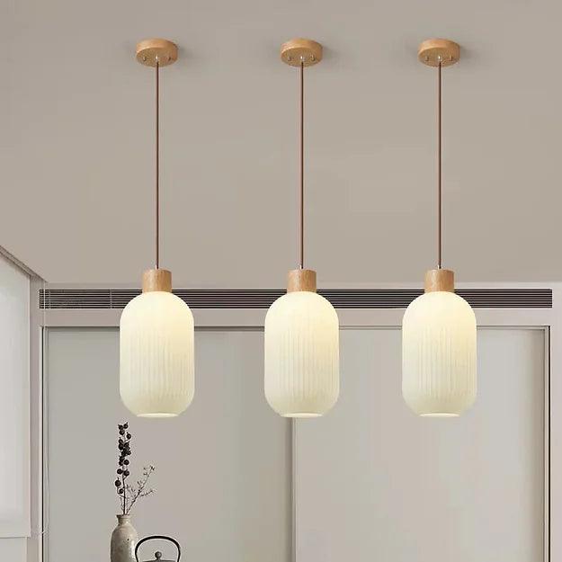Japanese Style Cream Opal Glass Pendant Light