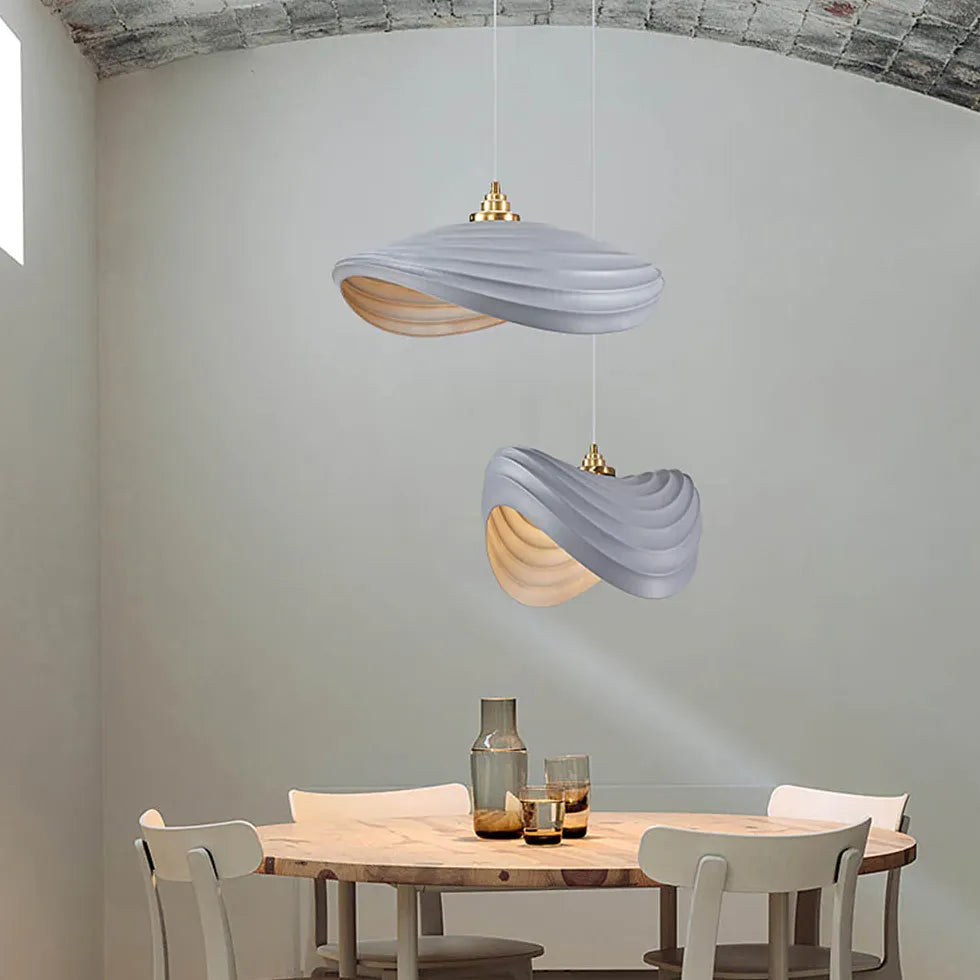 Sleek Wave-Shaped Modern White Kitchen Pendant Light