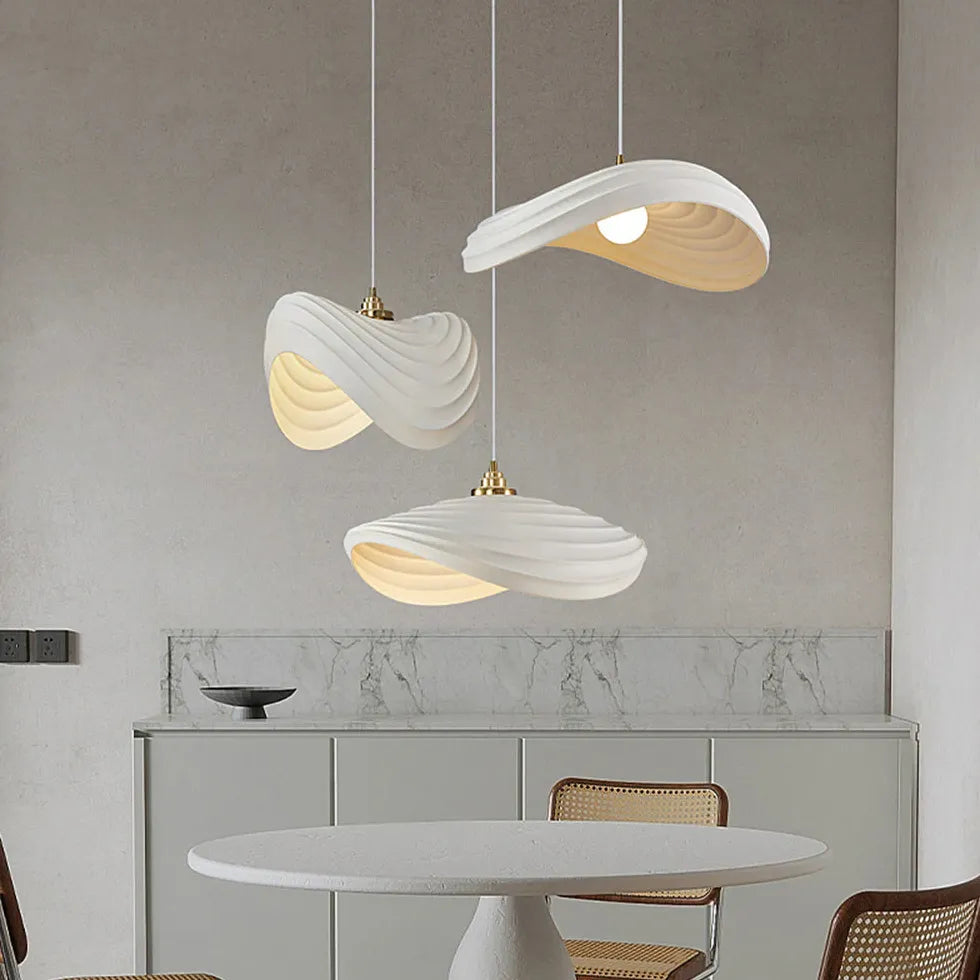 Sleek Wave-Shaped Modern White Kitchen Pendant Light