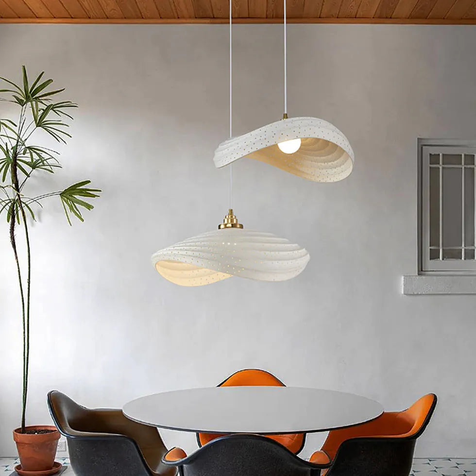 Sleek Wave-Shaped Modern White Kitchen Pendant Light