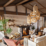 Wabi-sabi Rattan Homestay Duplex Pendant Light