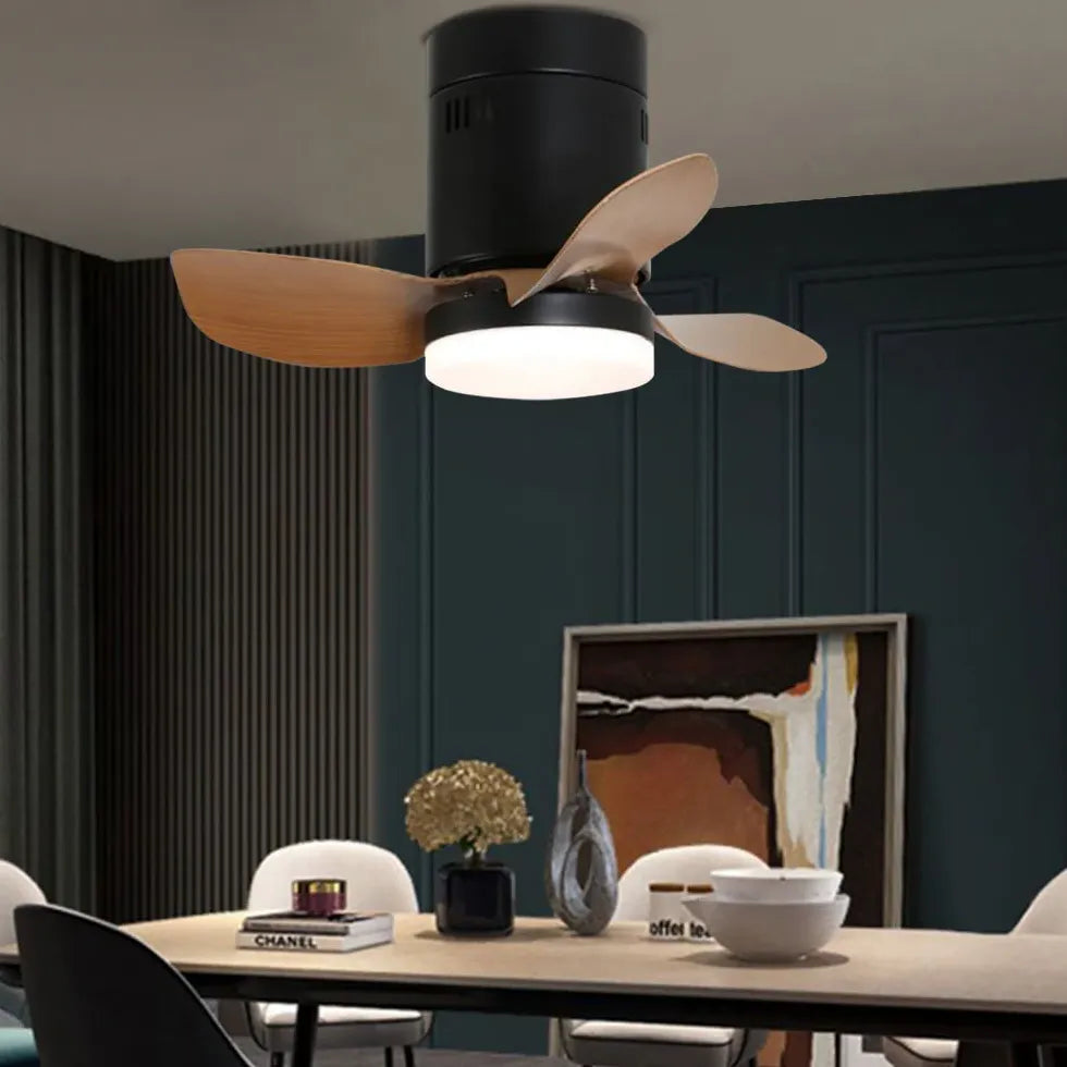 Black Three-Blade Ceiling Fan with Light