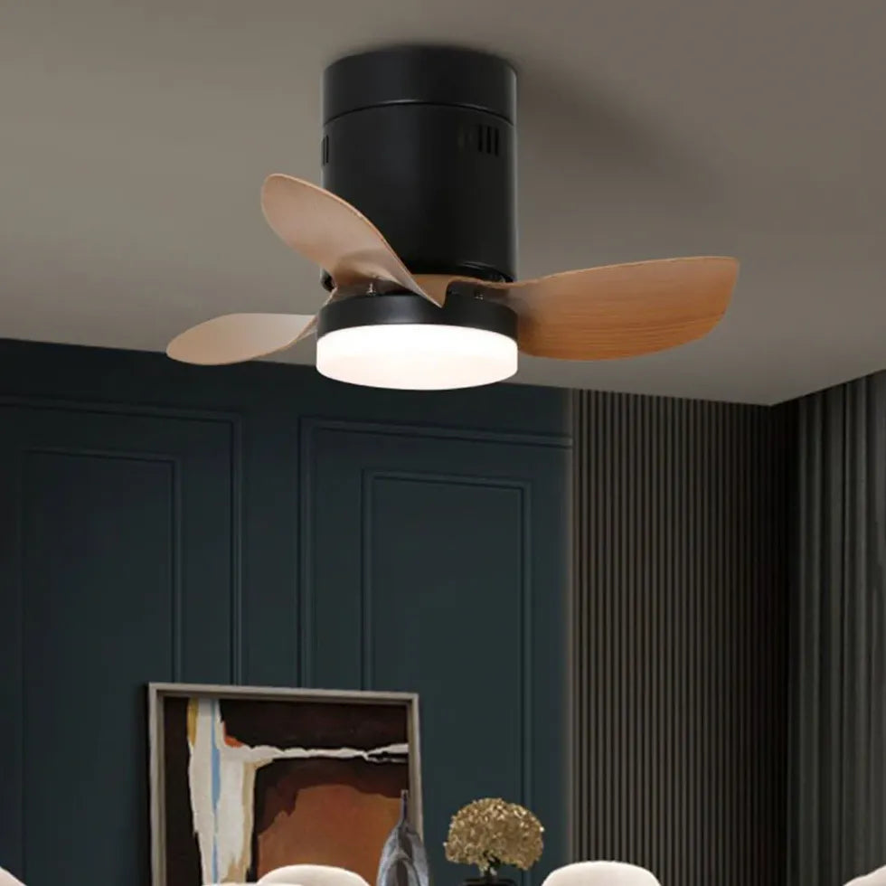 Black Three-Blade Ceiling Fan with Light