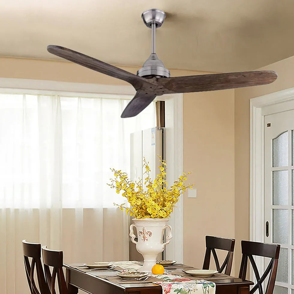 Three-blade wooden vintage kitchen ceiling fan light