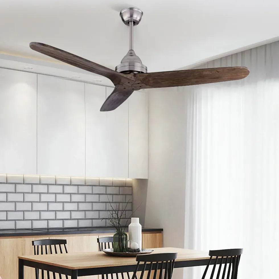 Three-blade wooden vintage kitchen ceiling fan light