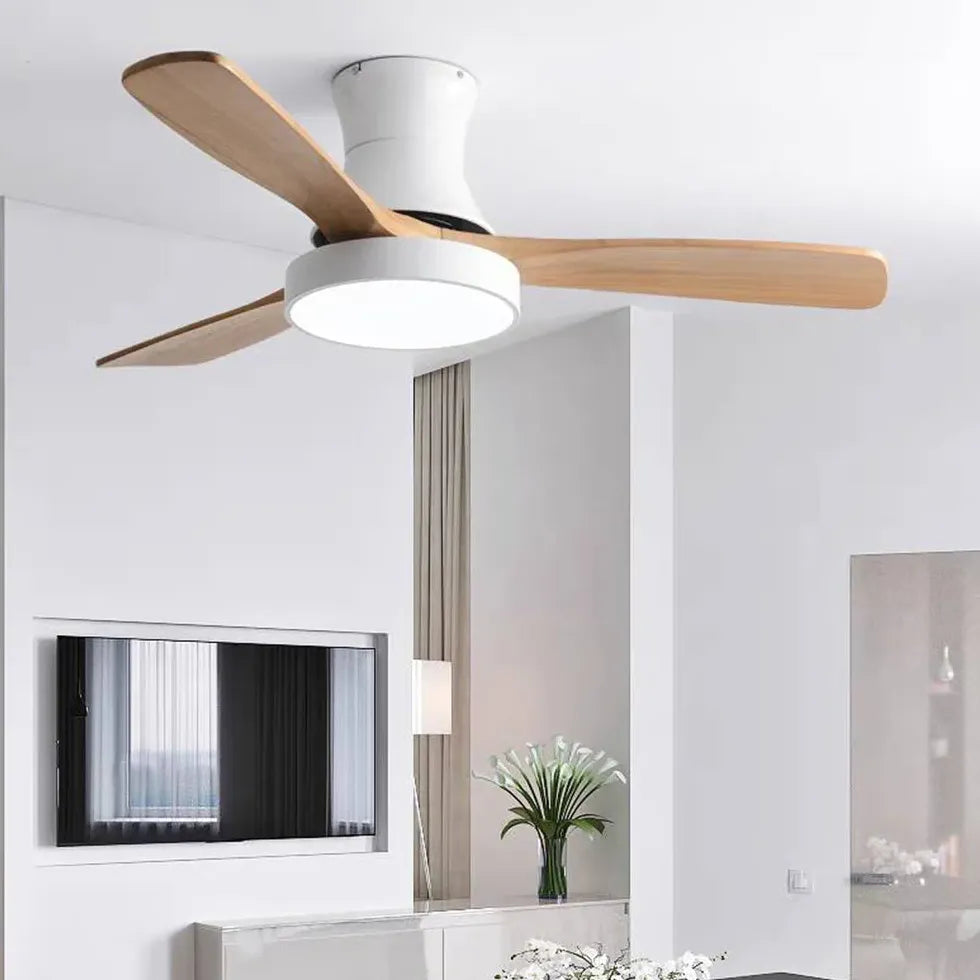 Three-Blade Wooden Ceiling Fan with Light