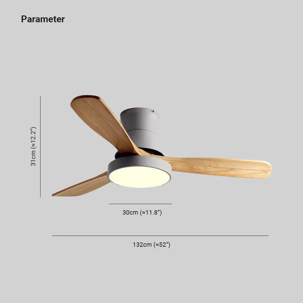 Three-Blade Wooden Ceiling Fan with Light