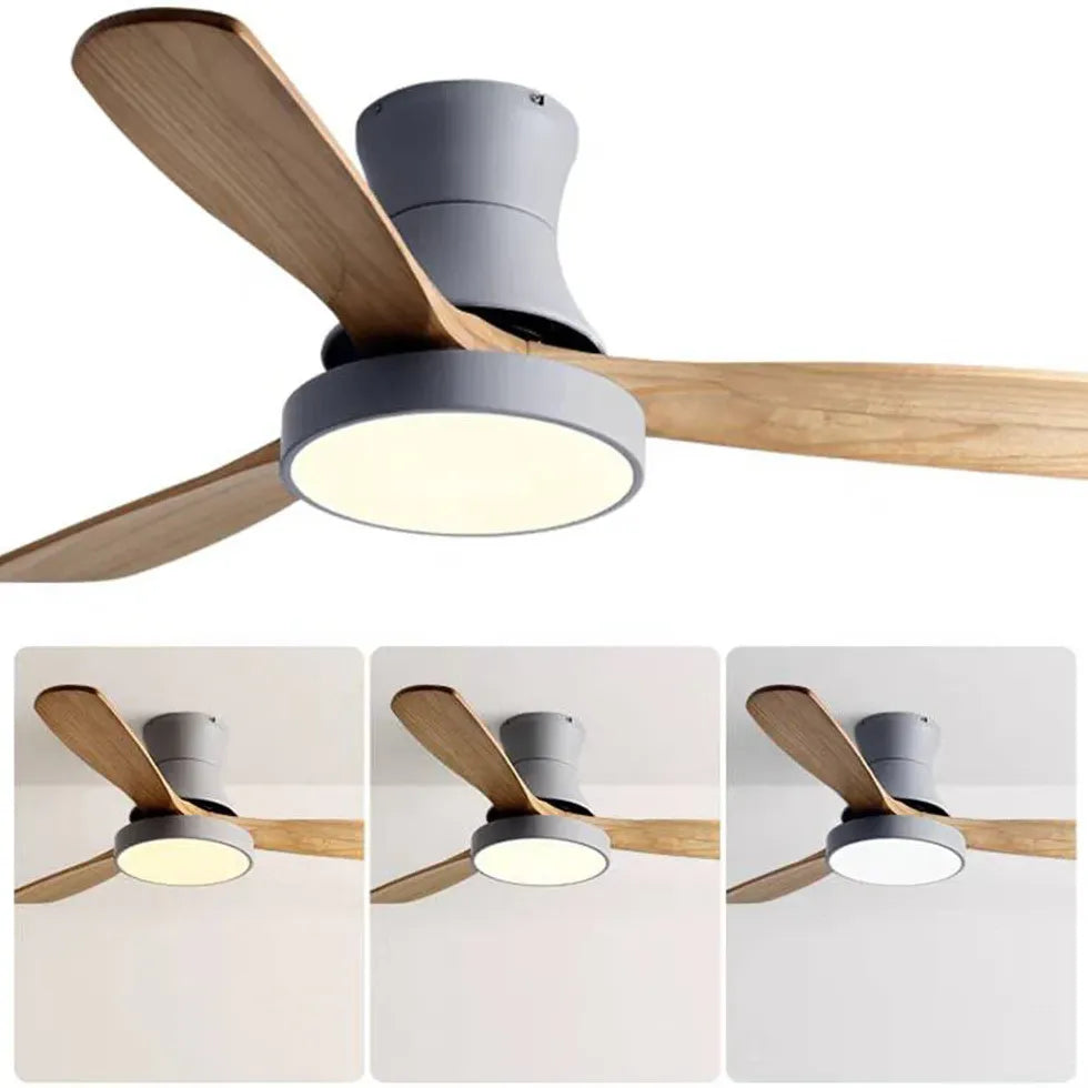 Three-Blade Wooden Ceiling Fan with Light