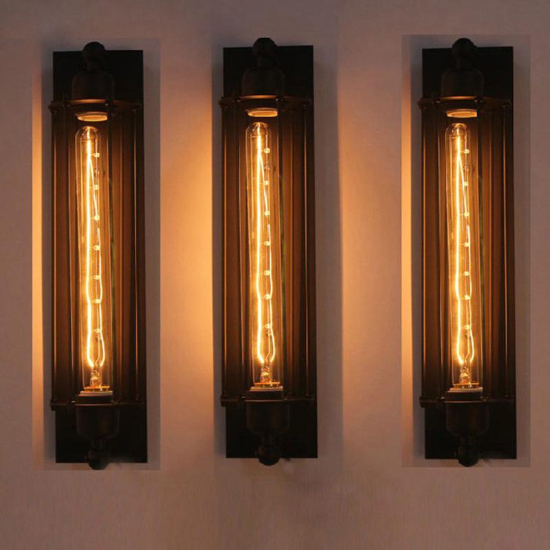 Warm Light Black Tube Retro Wall Lamp