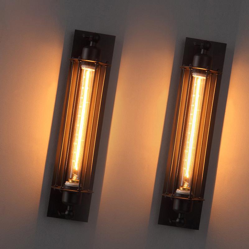 Warm Light Black Tube Retro Wall Lamp