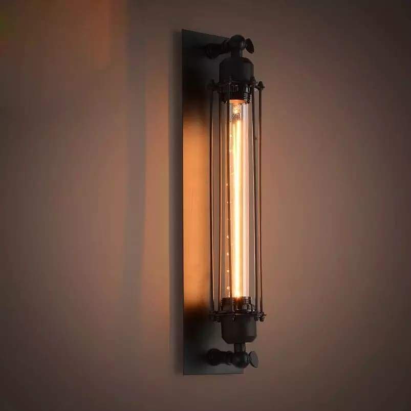 Warm Light Black Tube Retro Wall Lamp