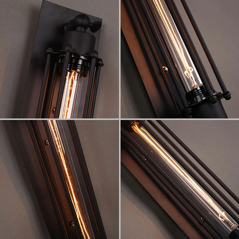 Warm Light Black Tube Retro Wall Lamp