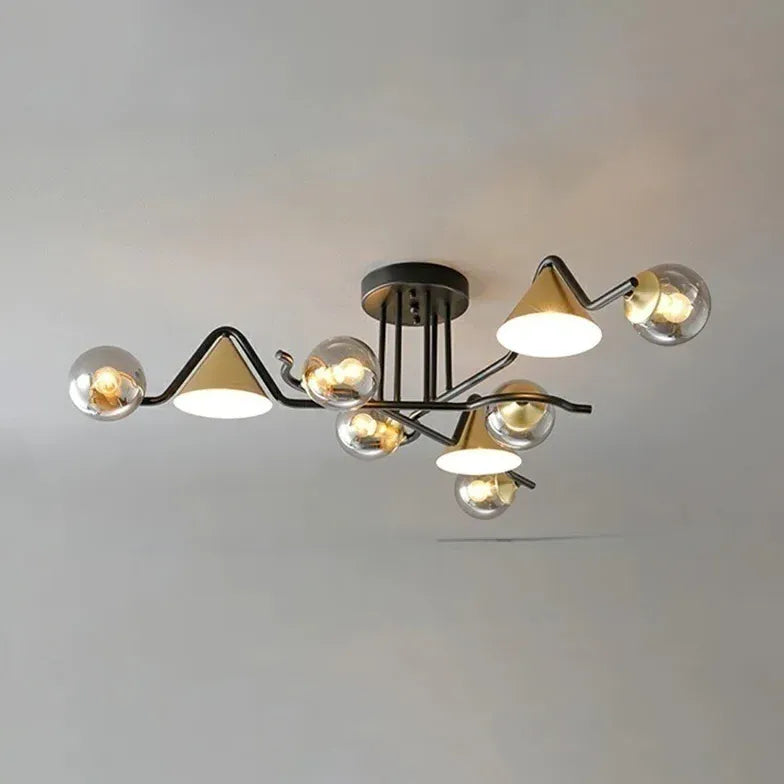 Multi-head Geometric Design Glass Industrial Ceiling Light