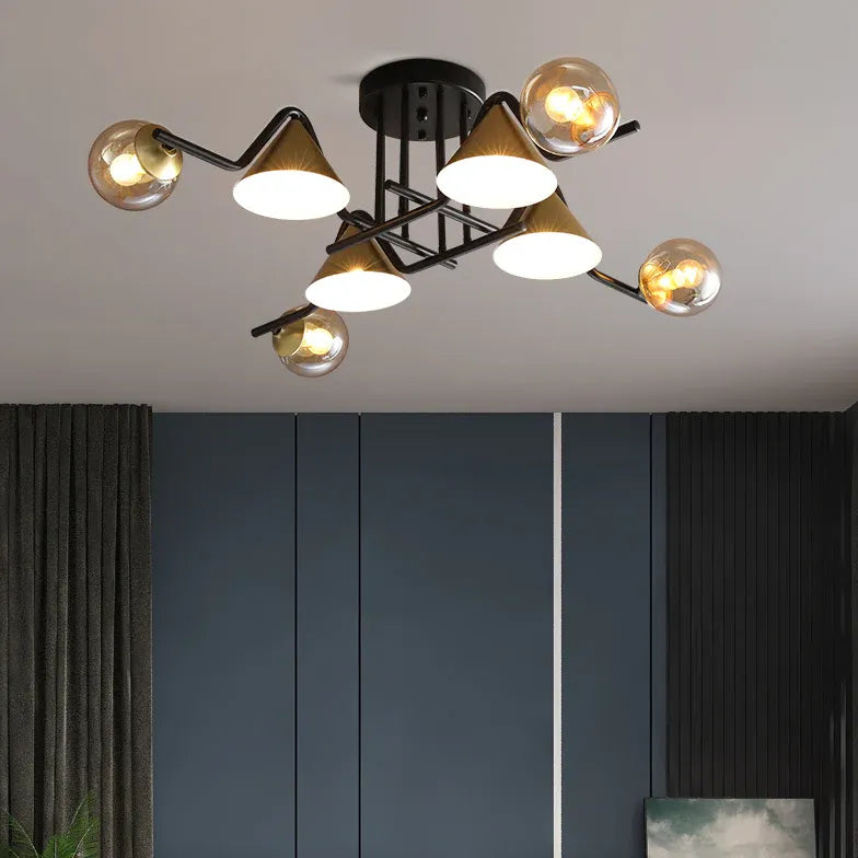 Multi-head Geometric Design Glass Industrial Ceiling Light