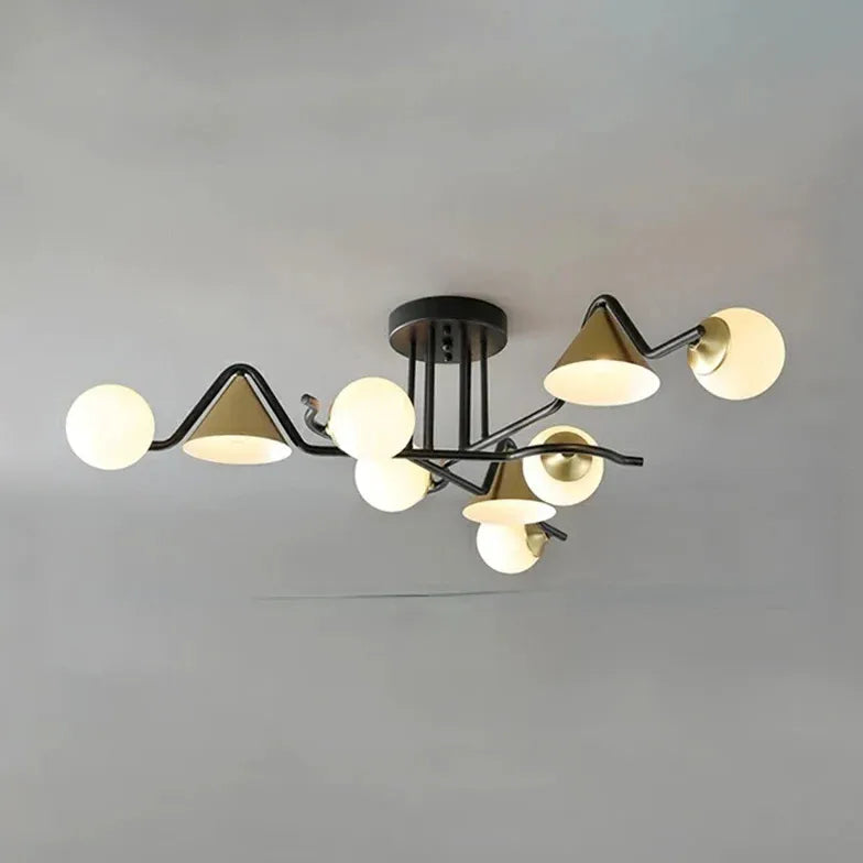 Multi-head Geometric Design Glass Industrial Ceiling Light