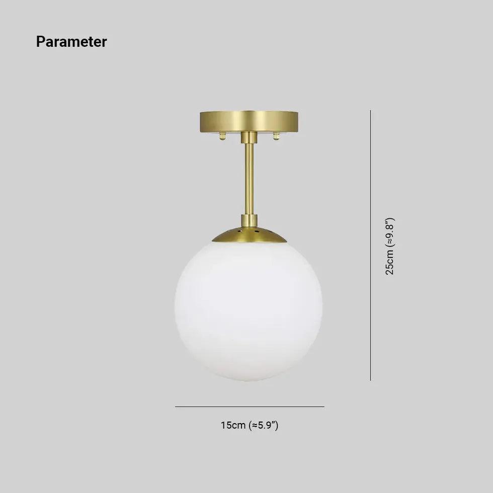 Luxury Round White Glass Semi Flush Ceiling Light for Dining Room
