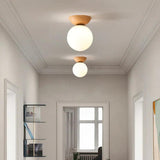 White Glass Globe Corridor Ceiling Light - Clowas