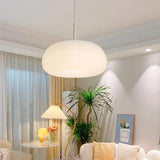 White Round Lampshade Modern Pendant Light