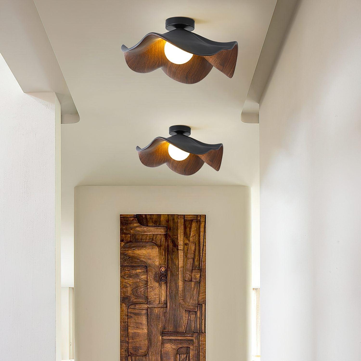 Ceiling Lights Bedroom Modern Eye Protection Lotus Wood