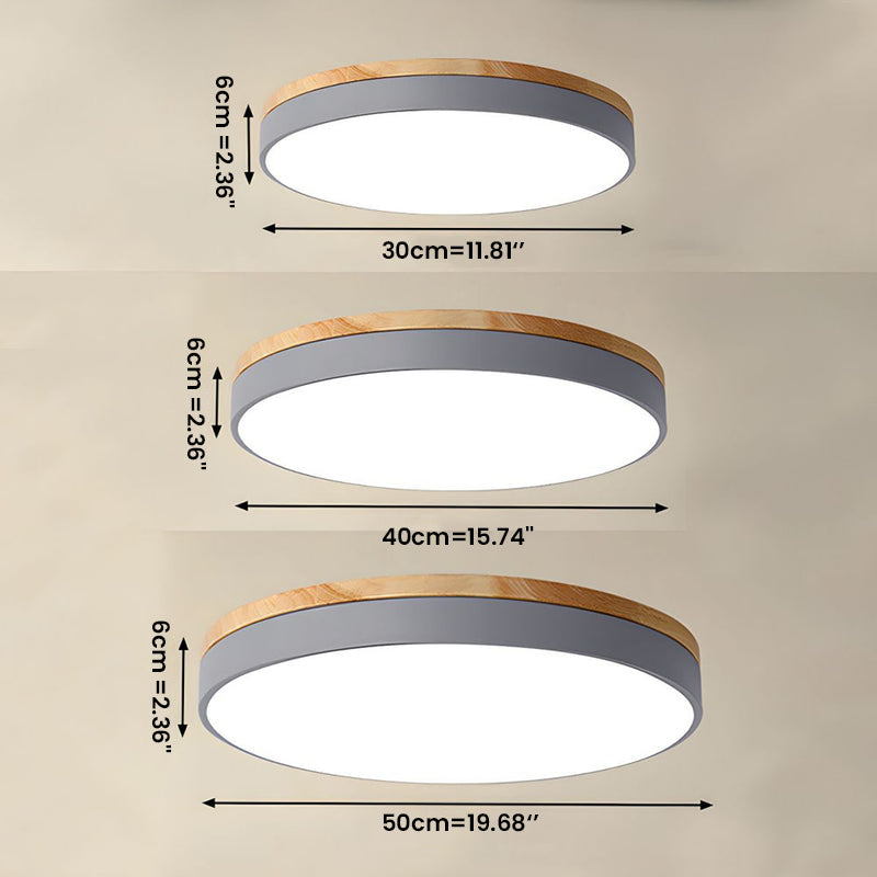 Wood Nordic LED Round Flush Ceiling Light