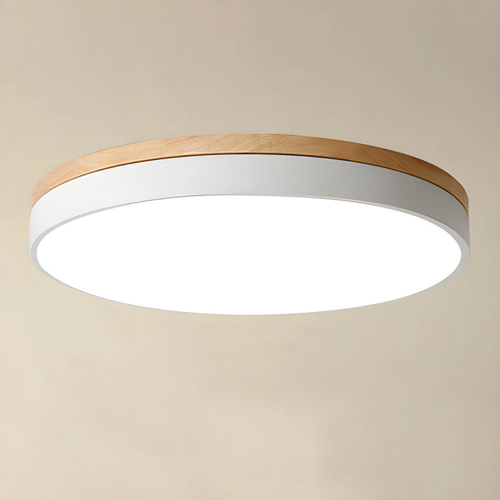 Wood Nordic LED Round Flush Ceiling Light