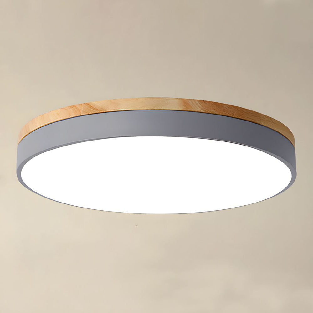 Wood Nordic LED Round Flush Ceiling Light