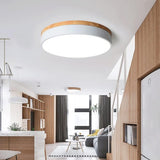 Wood Nordic LED Round Flush Ceiling Light