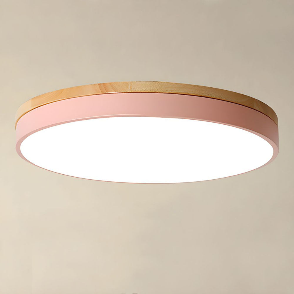 Wood Nordic LED Round Flush Ceiling Light