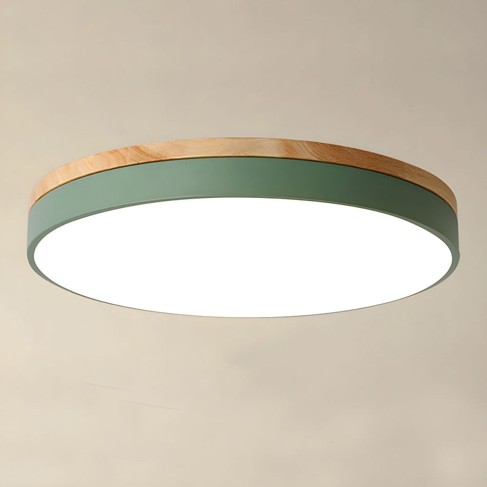 Wood Nordic LED Round Flush Ceiling Light