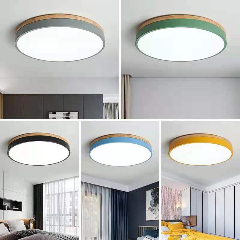 Wood Nordic LED Round Flush Ceiling Light