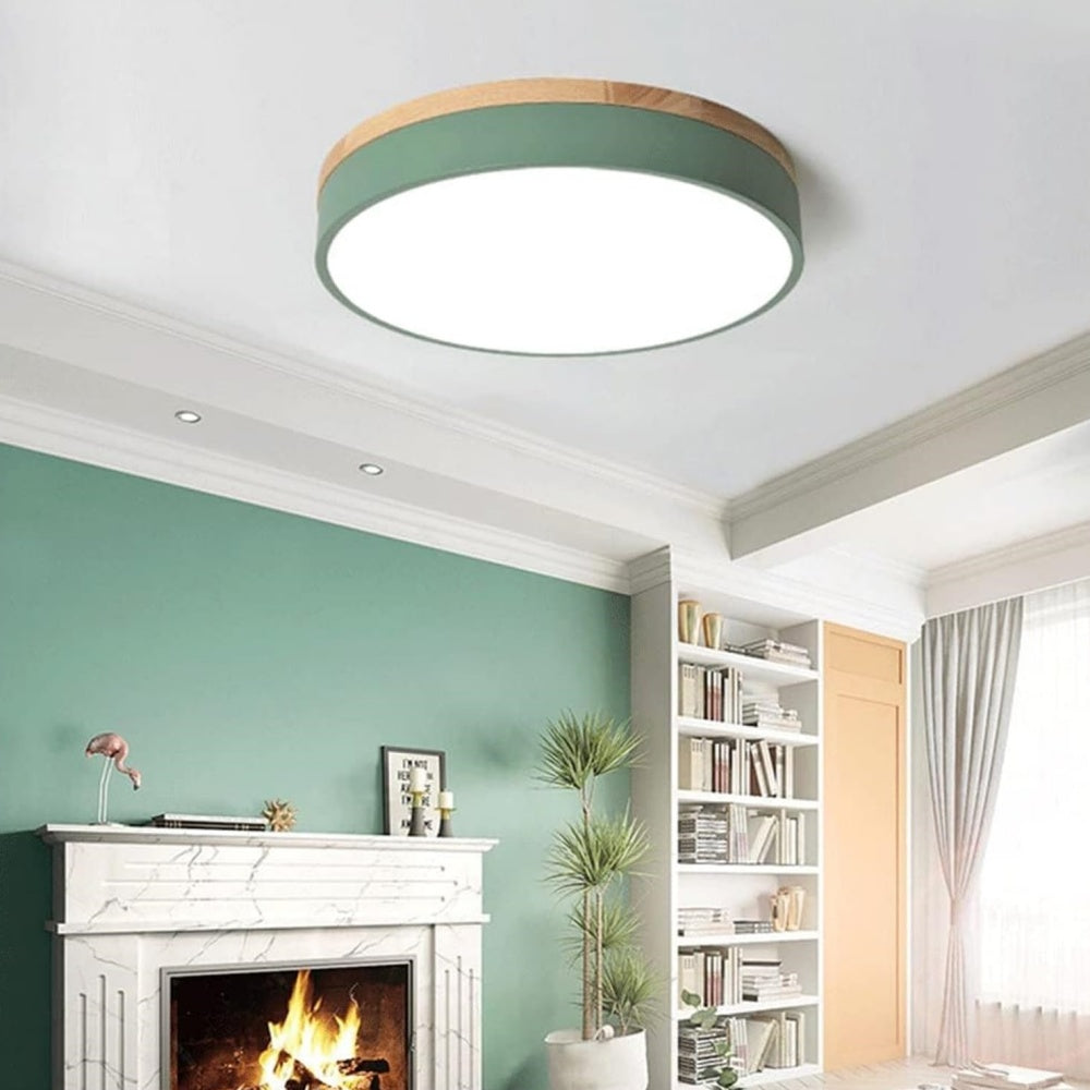 Wood Nordic LED Round Flush Ceiling Light