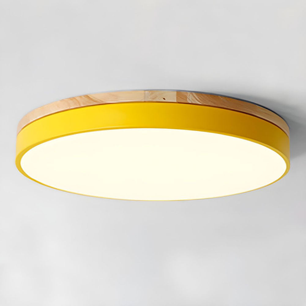 Wood Nordic LED Round Flush Ceiling Light