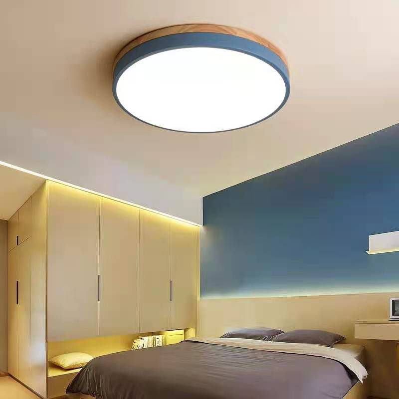 Wood Nordic LED Round Flush Ceiling Light