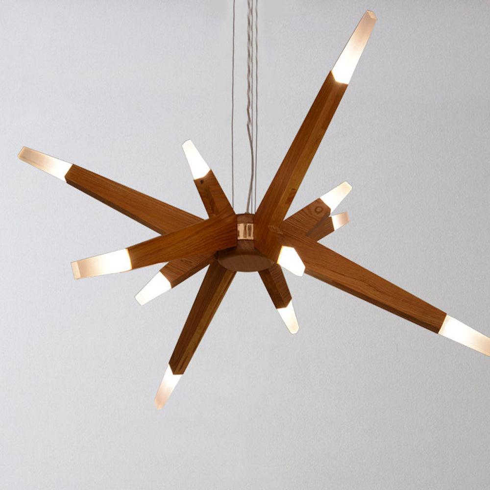 Asymmetrical Wooden Pendant Lights for Dining Table