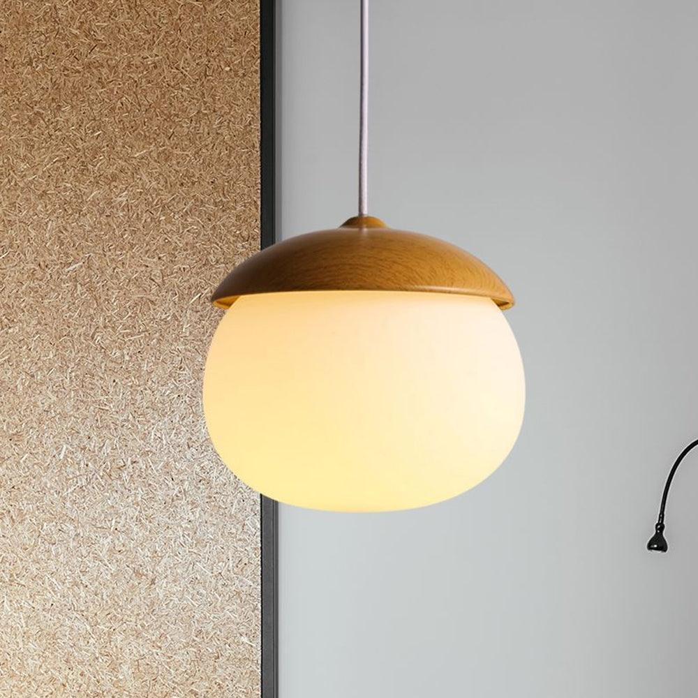 Rustic Wood Pendant Light with Nut Shape