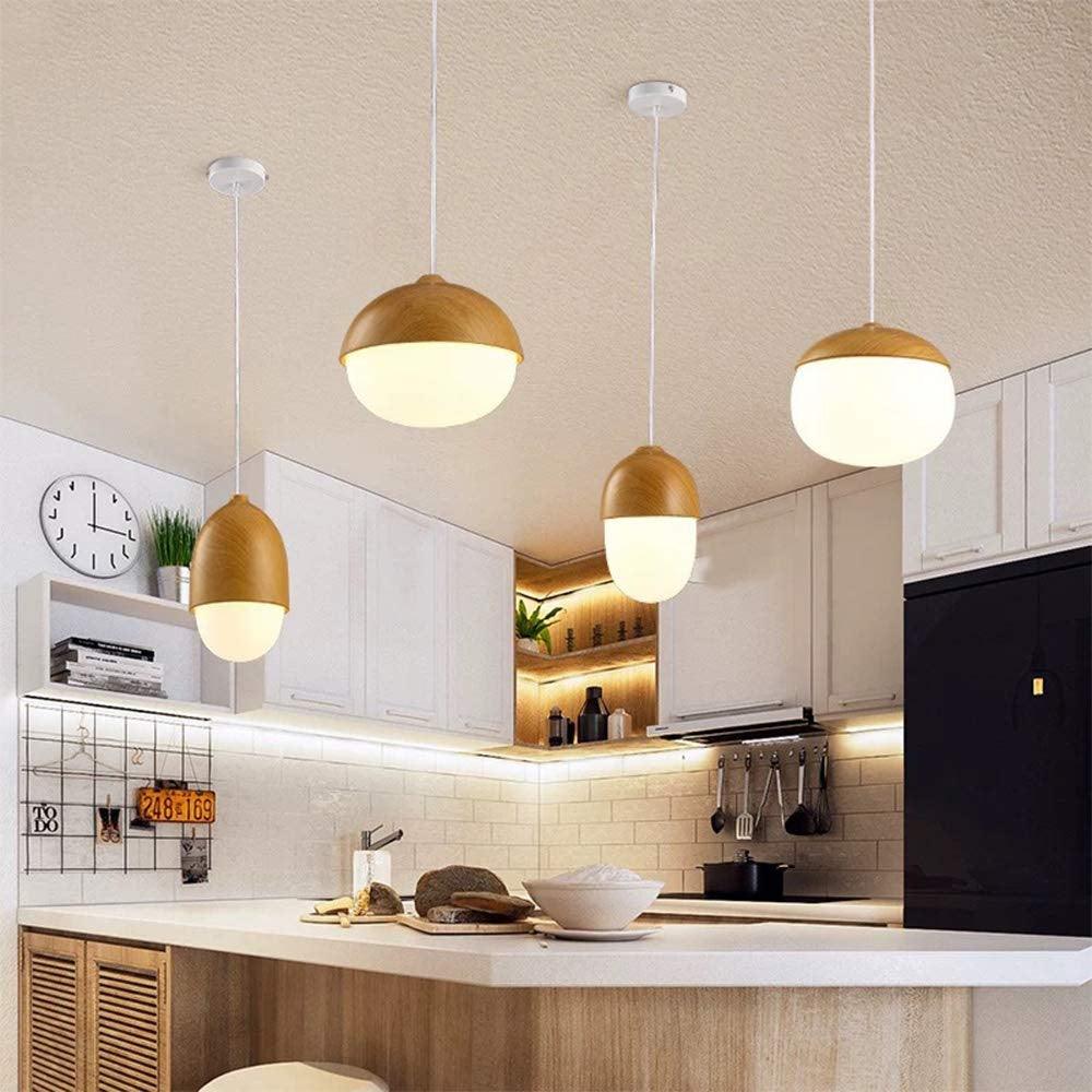 Rustic Wood Pendant Light with Nut Shape