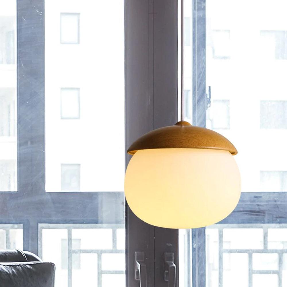 Rustic Wood Pendant Light with Nut Shape