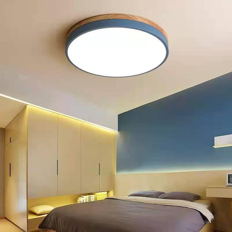 Nordic Circular Wooden Ceiling Lights for Bedroom
