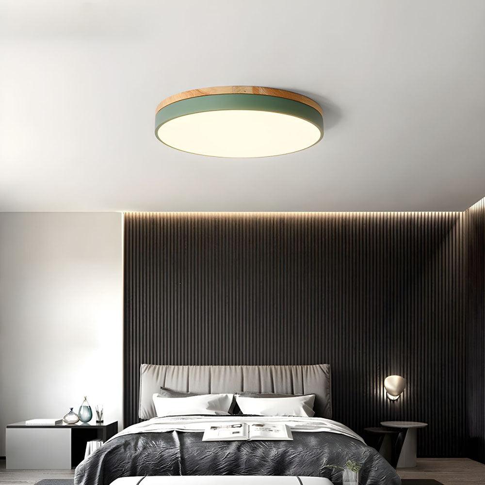 Nordic Circular Wooden Ceiling Lights for Bedroom