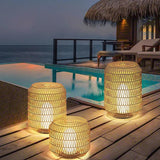 Woven Rattan Floor Lamp Outdoor Lantern Lights