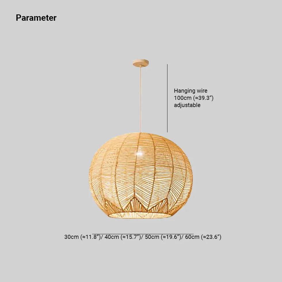 Wabi Sabi Rattan Ball Pendant Light for Tea Room